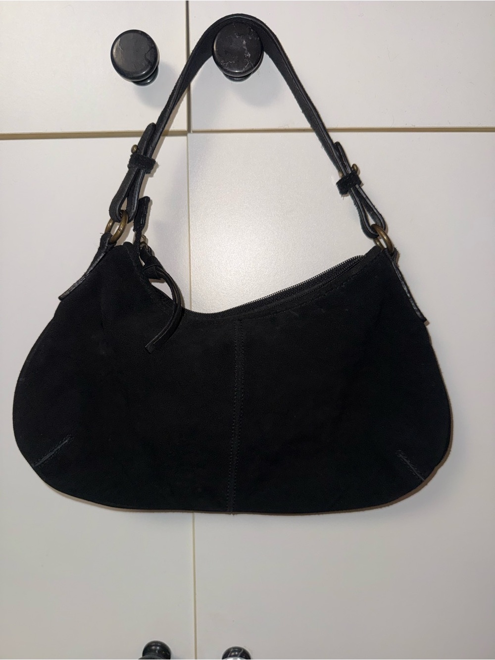 Black Suede Shoulder Bag no brand Y2K Classic